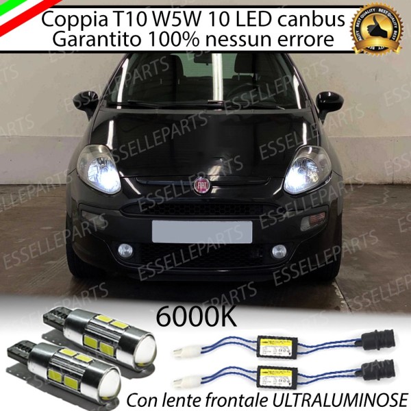 Coppia Luci Di Posizione 10 LED Per Fiat Punto Canbus 6000K Bianco Ghiaccio