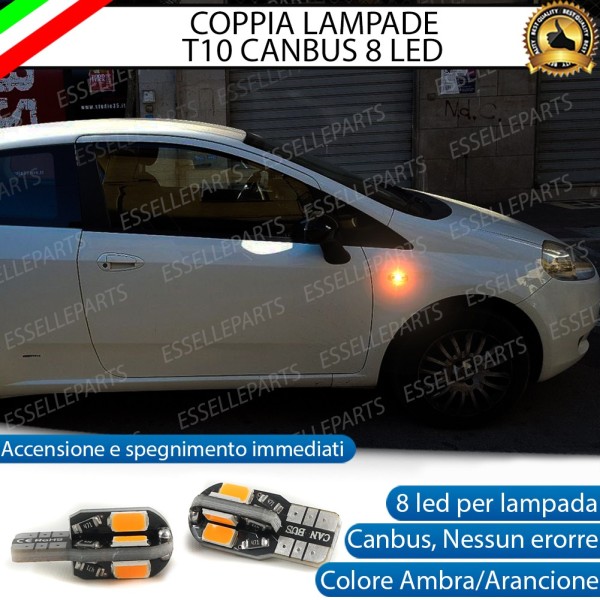 Coppia Lampade T10 W5W 8 LED per Frecce Laterali Fiat Punto