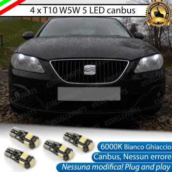 Set 4 Luci posizione T10 W5W 5 LED Canbus 6000K bianco SEAT EXEO