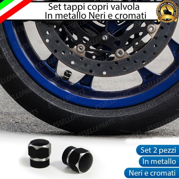 Set 2 Tappi Coprivalvola Neri e Argentati in alluminio per Kymco