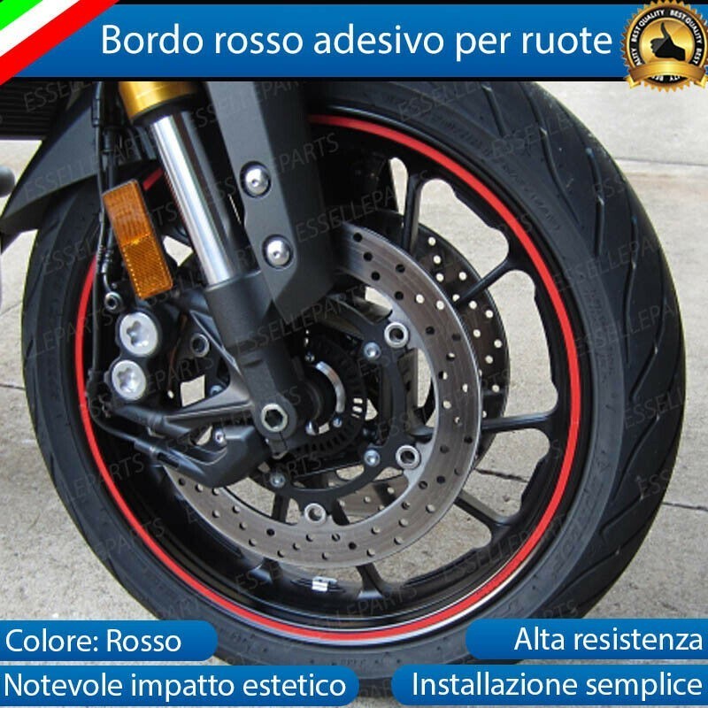 Bordo Rosso adesivo per ruote rimblades profilo copertura moto