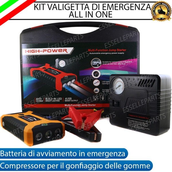 KIT Avviatore Batteria + Compressore Gomme di Emergenza per Kawasaki