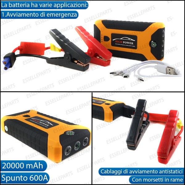 KIT Avviatore Batteria + Compressore Gomme di Emergenza Moto,motorini,scooter Peugeot