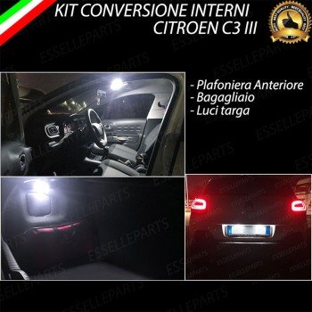 Kit LED Interni + LED Targa Per Citroen C3 MK3 6000K Canbus
