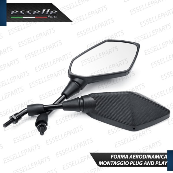 Coppia Specchietti Retrovisori Carbon Look Universali per moto,motorini,scooter Vespa