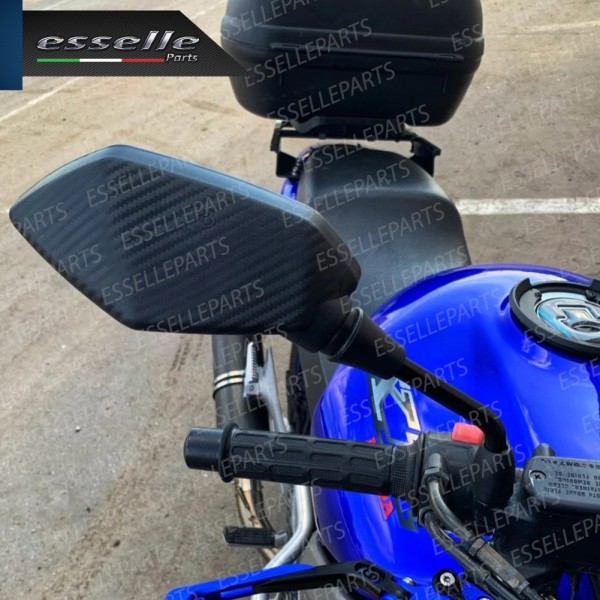 Coppia Specchietti Retrovisori Carbon Look Universali per moto,motorini,scooter Vespa