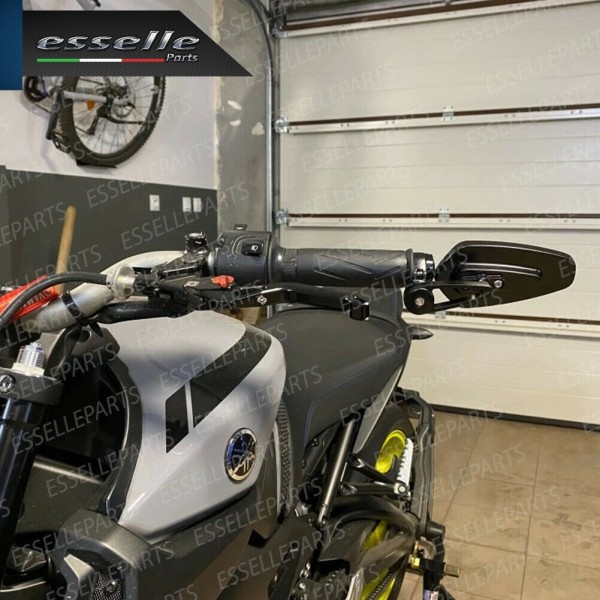 Coppia Specchietti Retrovisori Neri Laterali Universali per Manubrio BUELL