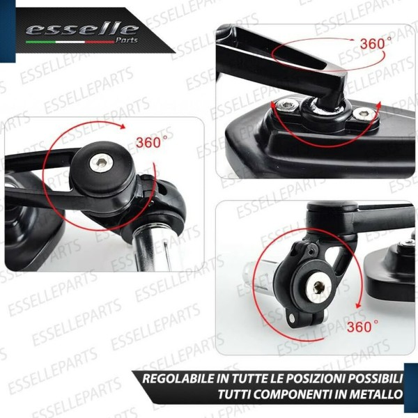 Coppia Specchietti Retrovisori Neri Laterali Universali per Manubrio DERBI