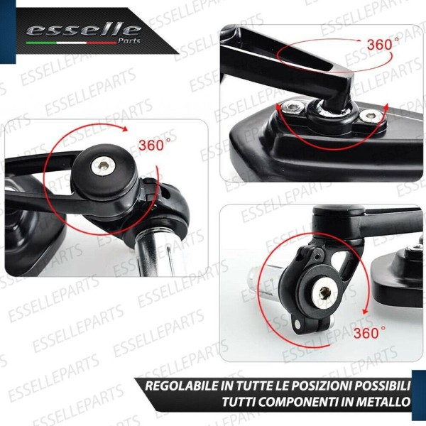 Coppia Specchietti Retrovisori Neri Laterali Universali per Manubrio KYMCO