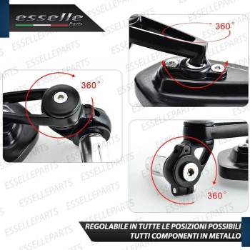 Coppia Specchietti Retrovisori Neri Laterali Universali per Manubrio MOTO GUZZI