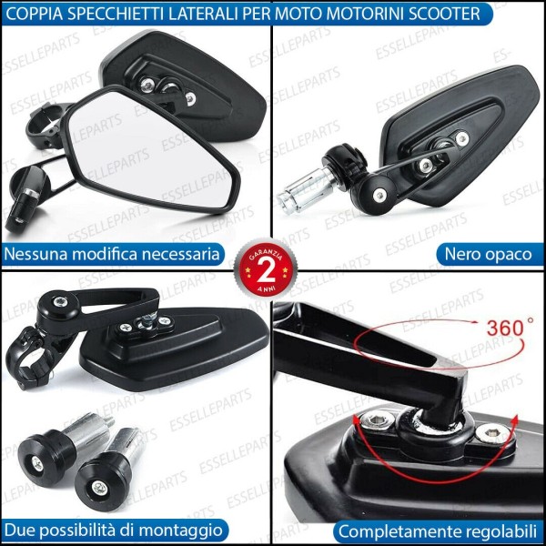 Coppia Specchietti Retrovisori Manubrio moto,motorini,scooter YAMAHA