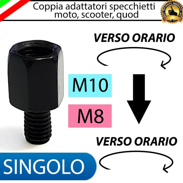 Adattatore per specchietti da 10mm con senso orario a 8mm in senso orario