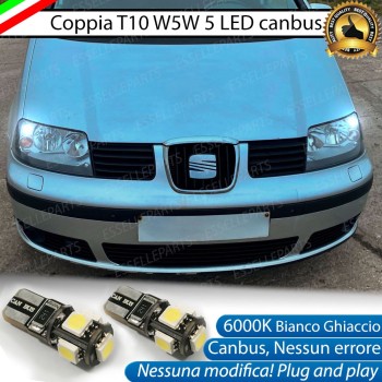 Coppia Lampade T10 W5W 5 LED Canbus 6000K bianco Seat Alhambra 7MS