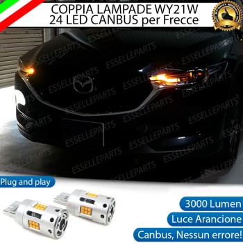 Coppia Lampade T20 WY21W 24 LED CANBUS 3.0 PER FRECCE DIREZIONALI ANTERIORI MAZDA CX-5 II