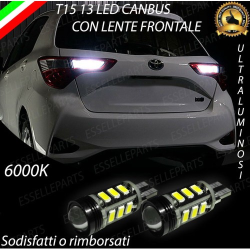 Coppia lampade 13 LED Retromarcia T15 con lente 6000K Toyota Yaris 3 Dal 2017