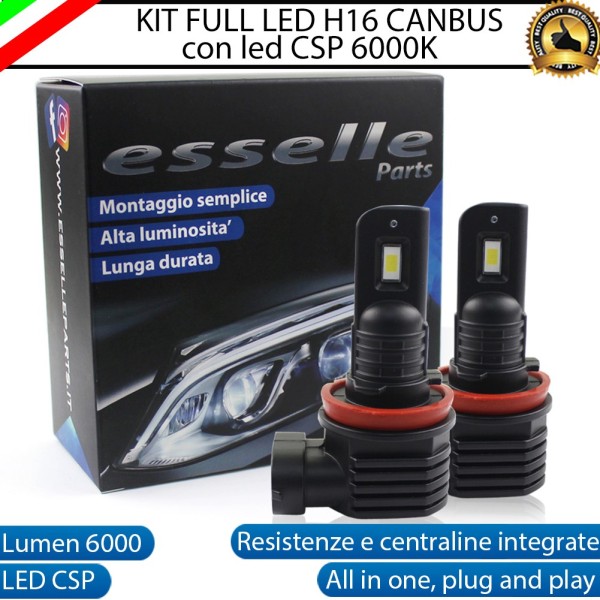 Kit FULL LED H16 ULTRA COMPATTA 6000 LUMEN Canbus 6000K Bianco Ghiaccio