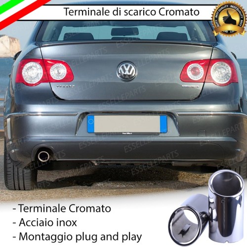 TERMINALE di Scarico Auto Tondo in ACCIAIO Inox Cromato