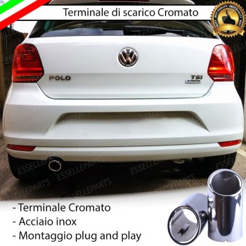 Terminale di scarico cromato INOX per VW POLO 6R 6C