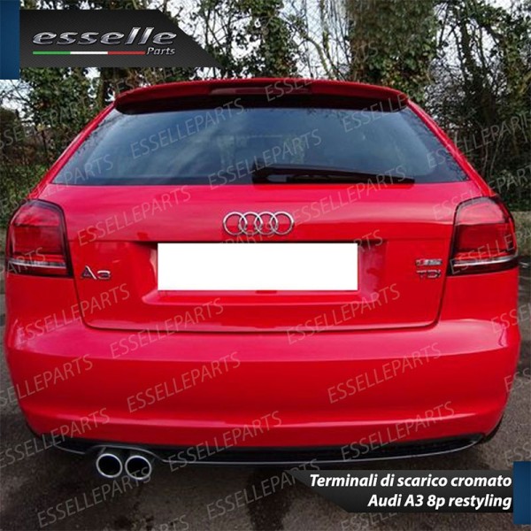 Terminali di scarico Cromati per Audi A3 8P 8PA Restyling