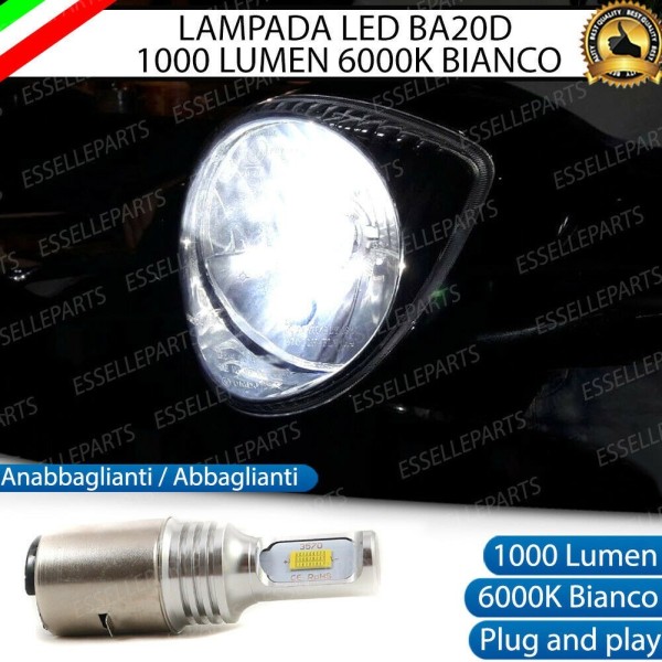 Lampada BA20D 1000 LUMEN Anabbagliante Abbagliante per YAMAHA Aerox 50 1998 Ultimate