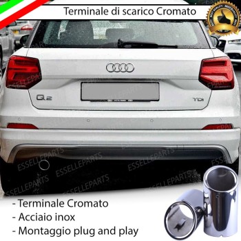 Terminale Di Scarico Cromato Marmitta Finalino per Audi Q2