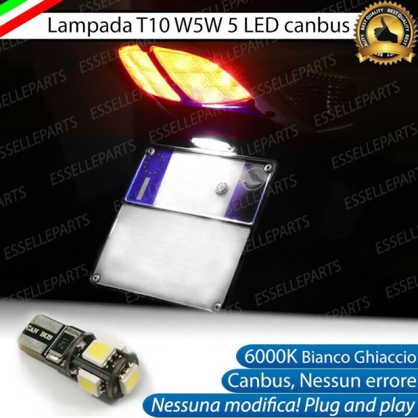 Luce Targa T10 5 LED Canbus per PIAGGIO Beverly 300 2010-2016 i.e.