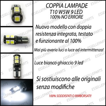 Coppia Luci Targa T10 W5W 9 LED canbus 6000K Bianco per Alfa Romeo 166 Restyling Coppia Luci Targa T10 W5W 9 LED canbus 6000K Bianco per Alfa Romeo 166 Restyling