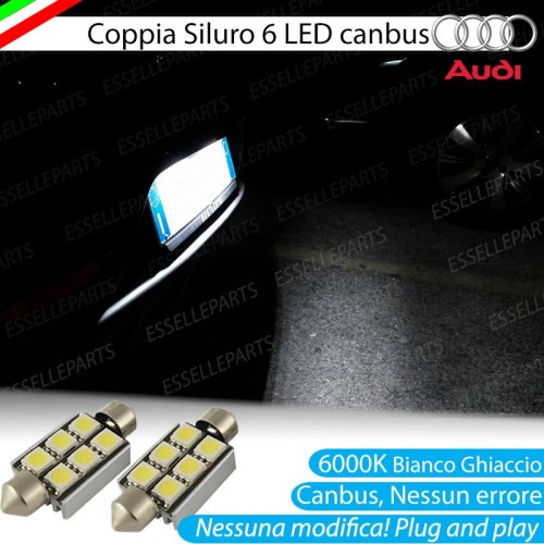 Coppia lampade siluro 6 LED Luci Targa Canbus 6000K per Audi A8 D2 Dal 1999