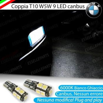 Coppia Luci Targa T10 9 LED canbus 6000K Bianco Serie 7 E65 E66 Fino al 02/2005