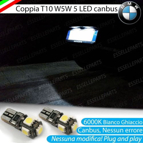 Coppia Luci Targa T10 5 LED canbus 6000K Bianco Bmw Serie 7 E65 E66 Fino al 02-2005