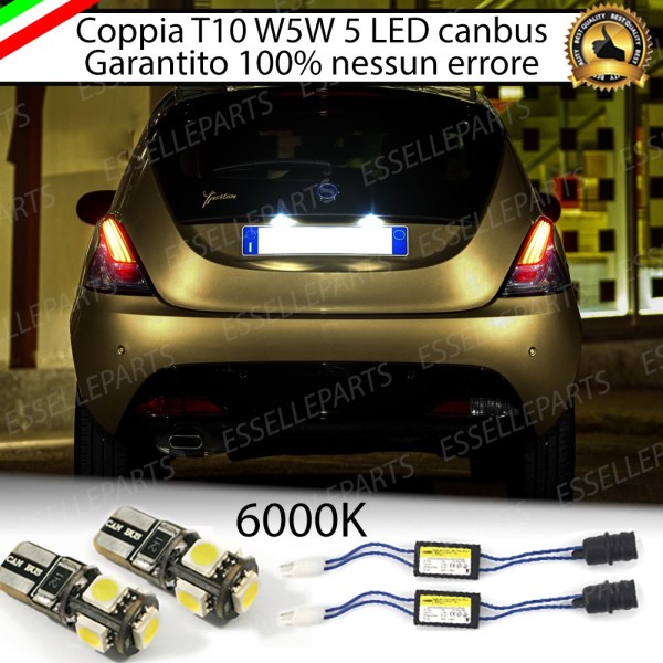Coppia Luci Targa 5 LED Per Lancia Ypsilon Hybrid Canbus 6000K Bianco Ghiaccio