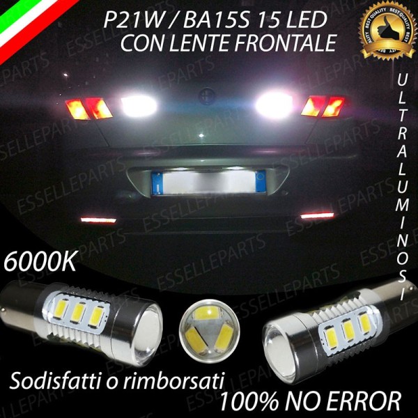 Coppia Lampade 15 LED Retromarcia Canbus 6000K con lente Alfa Romeo 166 Restyling
