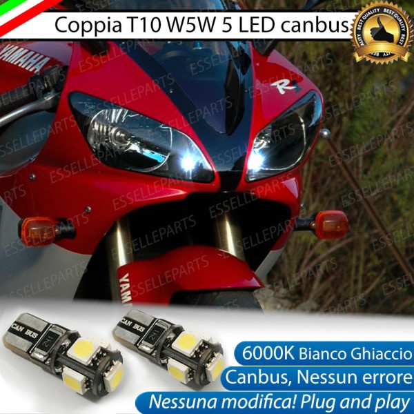 Luci posizione T10 5 LED Canbus per YAMAHA YZF R1 1998-1999