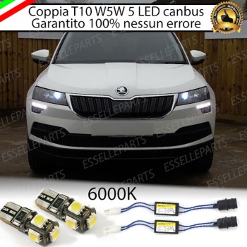 Coppia Luci Posizione 5 LED Per Skoda Karoq Canbus 6000K Bianco Ghiaccio