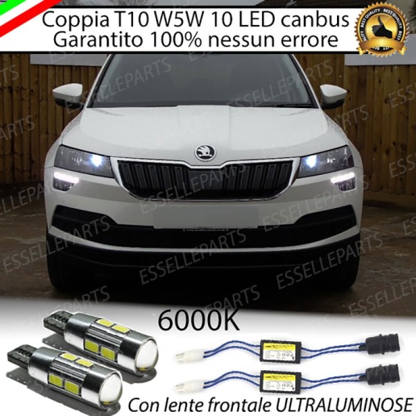 Coppia Luci Di Posizione 10 LED Per Skoda Kodiaq Canbus 6000K Bianco Ghiaccio