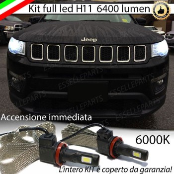 Kit Full LED Anabbaglianti H11 6400 LUMEN 6000K JEEP COMPASS MK2 con fari a parabola