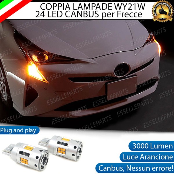 Coppia Lampade T20 WY21W 24 LED CANBUS 3.0 PER FRECCE DIREZIONALI ANTERIORI TOYOTA PRIUS IV