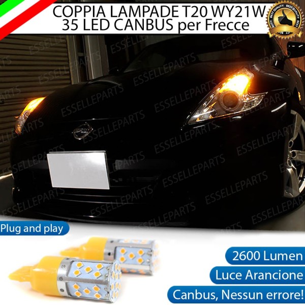 Coppia Lampade T20 WY21W 35 LED CANBUS PER FRECCE DIREZIONALI Anteriori PER Nissan 370Z