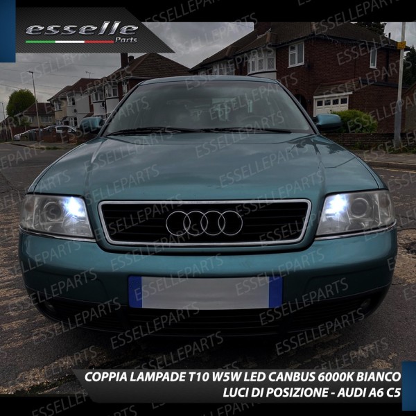 Coppia luci di posizione T10 W5W 5 LED canbus 6000K Bianco Audi A6 C5 Dal 2002