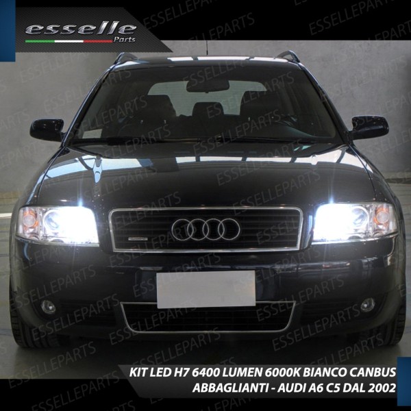 Kit Full LED H7 6400 Lumen 6000K bianco Abbaglianti AUDI A6 C5 DAL 2002 IN POI