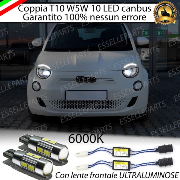Coppia Luci Di Posizione 10 LED Per Fiat 500E Canbus 6000K Bianco Ghiaccio