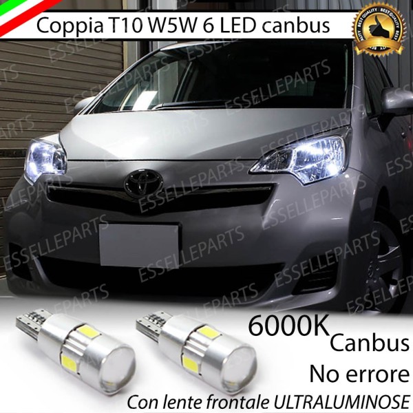 Coppia Lampade T10 W5W LED canbus con lente frontale per luci di posizione per Toyota Verso S