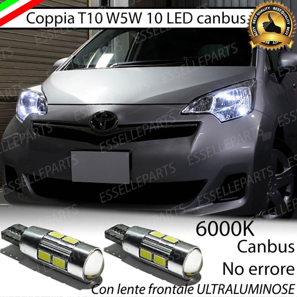 Coppia Lampade T10 W5W LED canbus con lente frontale per luci di posizione per Toyota Verso S