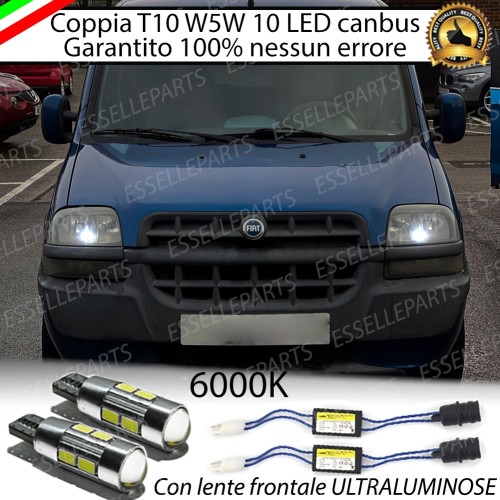 Coppia Luci Di Posizione 10 LED Per Fiat Doblo Canbus 6000K Bianco Ghiaccio
