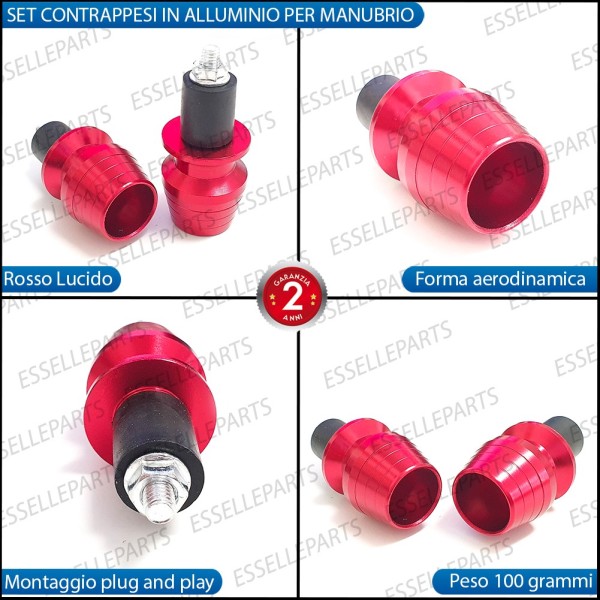 Contrappesi ROSSO Bilancieri Stabilizzatori in Metallo specifici per Manubrio KYMCO