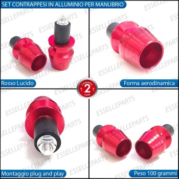 Contrappesi ROSSO Bilancieri Stabilizzatori in Metallo specifici per Manubrio KYMCO