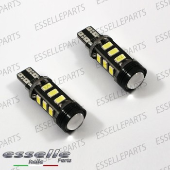 Coppia lampade T15 13 LED con lente frontale Canbus 6000K bianco ghiaccio