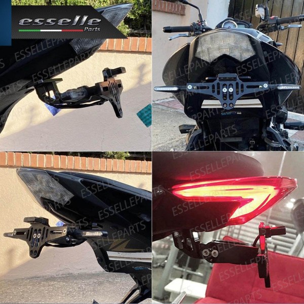 PortaTarga con LED in Metallo Regolabile NERO Specifico per Buell