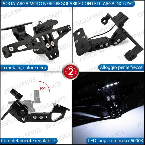 PortaTarga con LED in Metallo Regolabile NERO Specifico per Honda