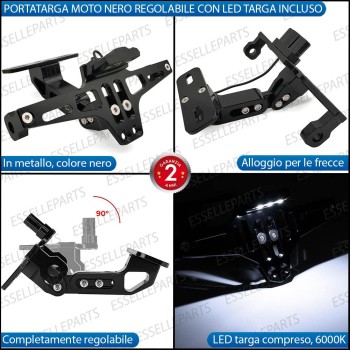 PortaTarga con LED in Metallo Regolabile NERO Specifico per Husqvarna